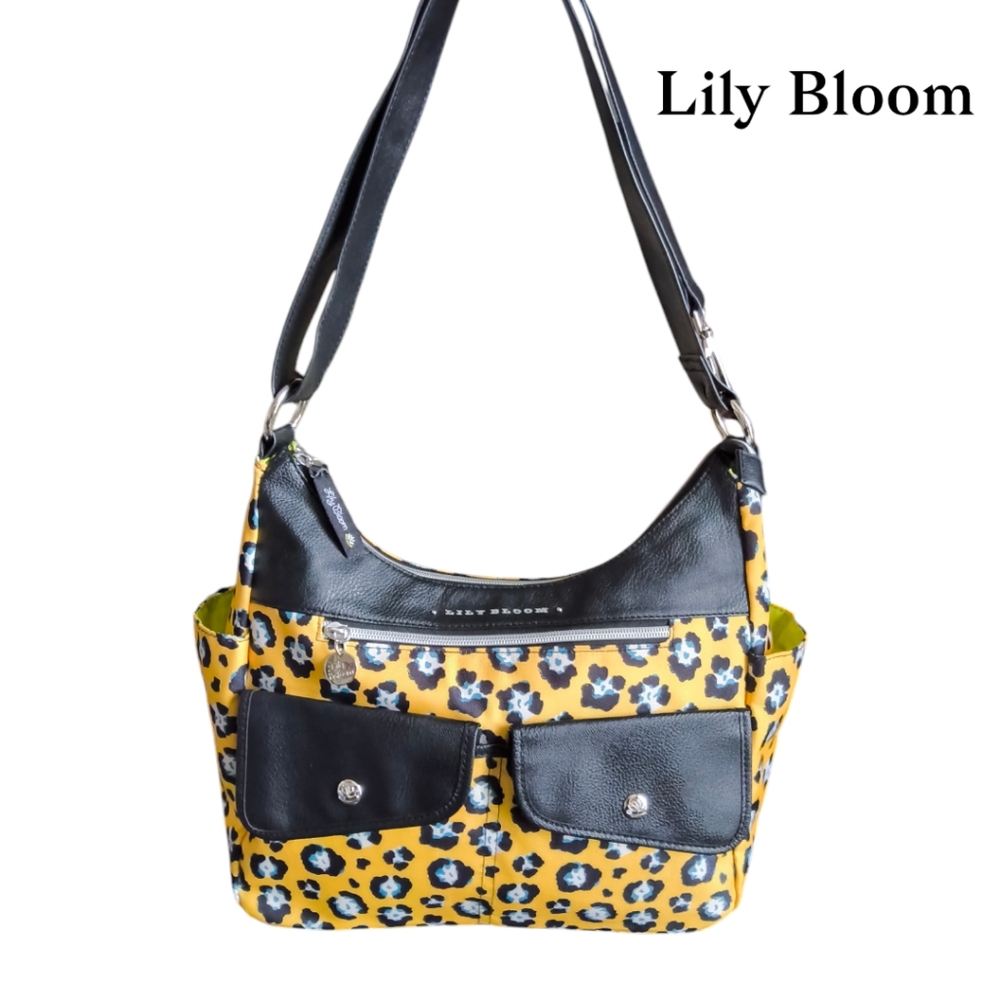 Lily Bloom Keisha Coho Shoulder Bag - Yellow and Black Leopard Print